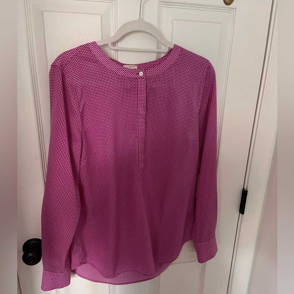 Purple and White JCrew Button Tunic Top - Size M
